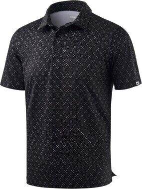 Men's Golf_clubs_black Flowers Golf Shirt Short Sleeve Dry Fit Moisture Wicking
